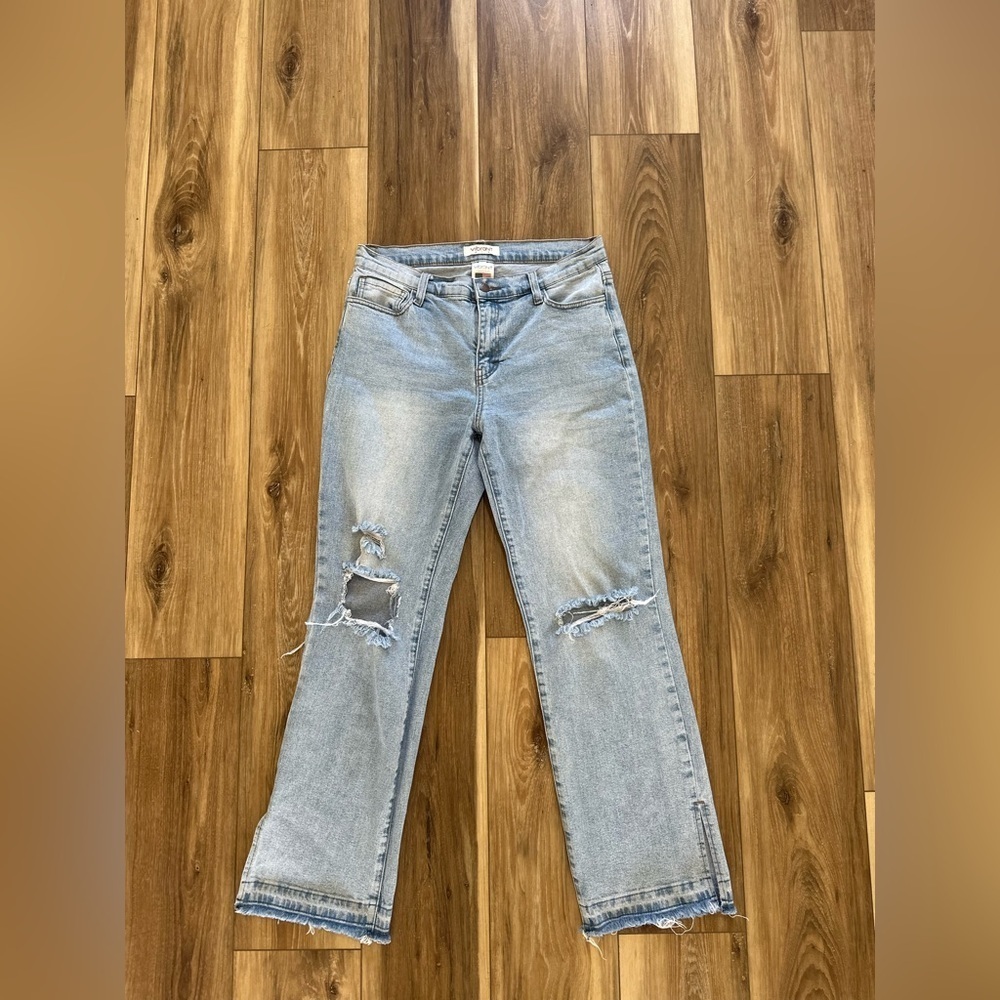 Vibrant M.I.U womens Light Blue Distressed Jeans size 11/W29